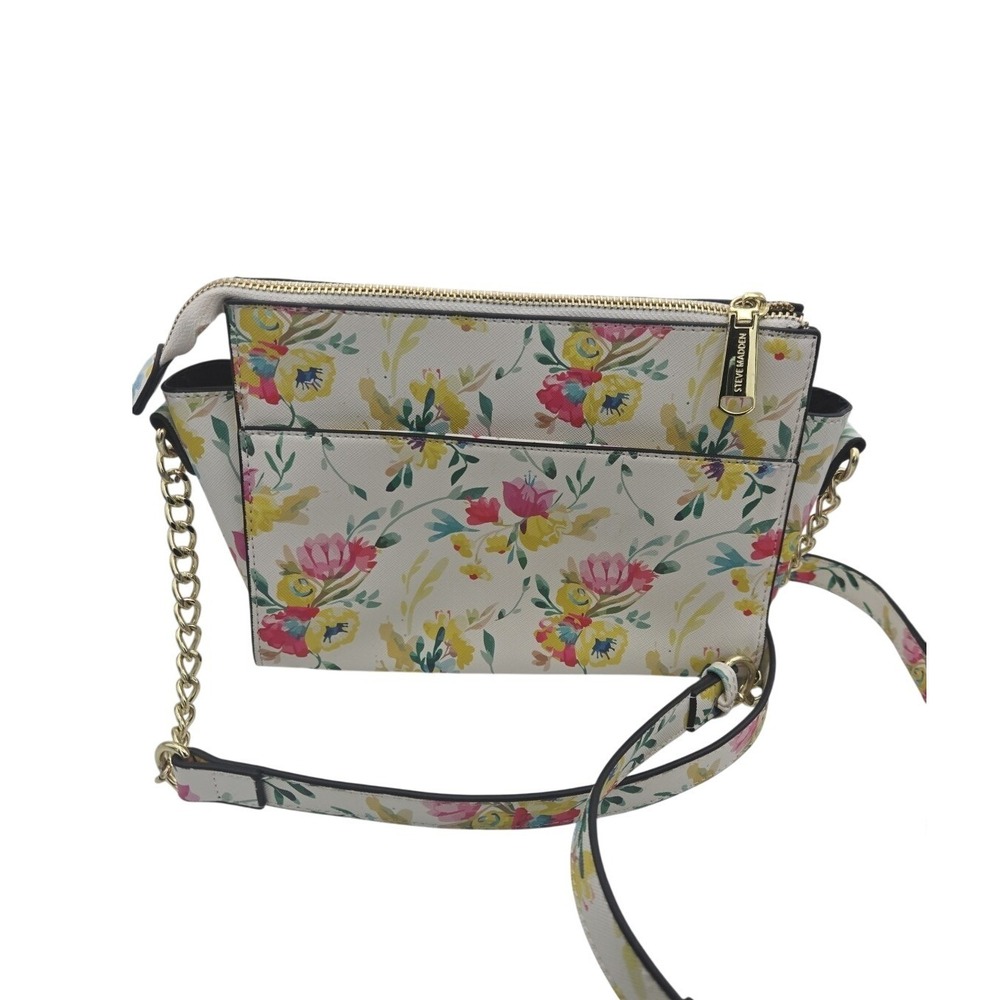 Steve Madden Floral Crossbody Bag White Multi Color Chain Strap‎ Cosmetic Pouch